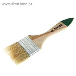 Кисть плоская "TUNDRA basic" натуральная щетина, деревянная ручка 2" (50 мм) 881511 - фото 12294