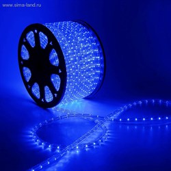 LED шнур 13 мм, круглый, 100 м, фиксинг, 2W-LED/м-36-220V. в компл. набор д/подкл. Синий - фото 13810