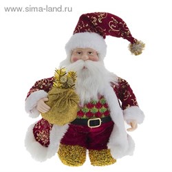 Дед Мороз с мешком в бордовой шубе - фото 14075