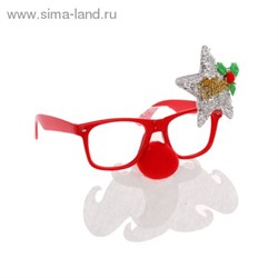 Карнавальные очки Новый год "Дед мороз" со звездой - фото 14158