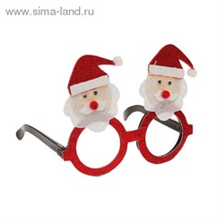 Очки карнавальные "Дед мороз", красная оправа - фото 14173