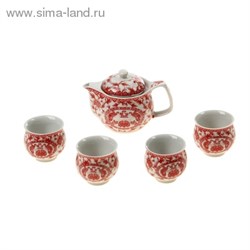 Набор для чайной церемонии 5 предметов "Красный иероглиф" (чайник 400 мл, чашка 50 мл) - фото 14658