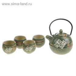 Набор для чайной церемонии 5 предметов "Знатность" зеленый (чайник 800 мл, чашка 70 мл) - фото 14667