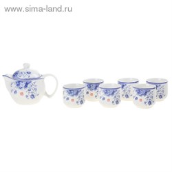 Набор для чайной церемонии 7 предметов "Цветение астры" (чайник 700 мл, чашка 70 мл) - фото 14669
