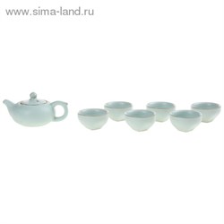 Набор для чайной церемонии 7 предметов "Лунный камень" лазурь (чайник 150 мл, чашка 50 мл) - фото 14673