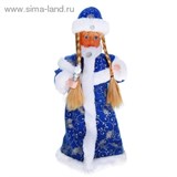 Снегурочка в голубой шубе со свечой (с подсветкой, русская мелодия)