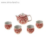 Набор для чайной церемонии 5 предметов &quot;Красный иероглиф&quot; (чайник 400 мл, чашка 50 мл)