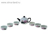 Набор для чайной церемонии 7 предметов "Лотос" лазурь (чайник 180 мл, чашка 70 мл)