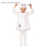 Карнавальный костюм "Зайка" белый, 2 предмета: шапка, сарафан, 3-6 лет, рост 104-120 см